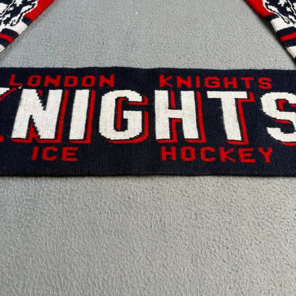 Vintage London Knights Ice Hockey Scarf Play Off Champions 2000 Navy Red White